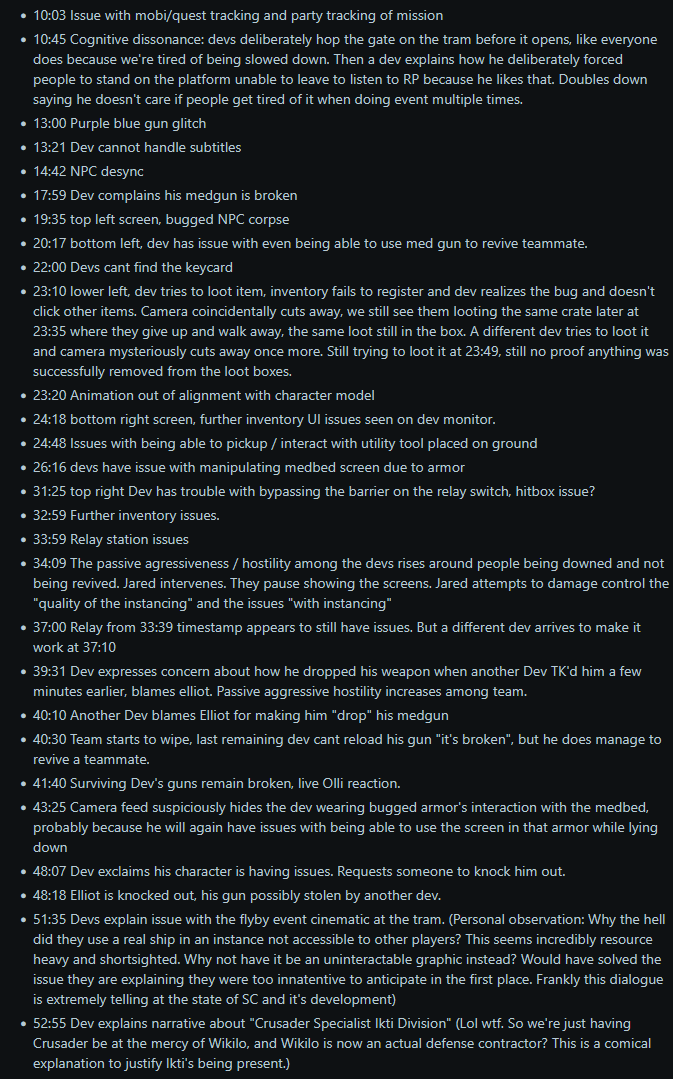 Screenshot illustrating gameplay conditions with four players on private server during latest Star Citizen Live