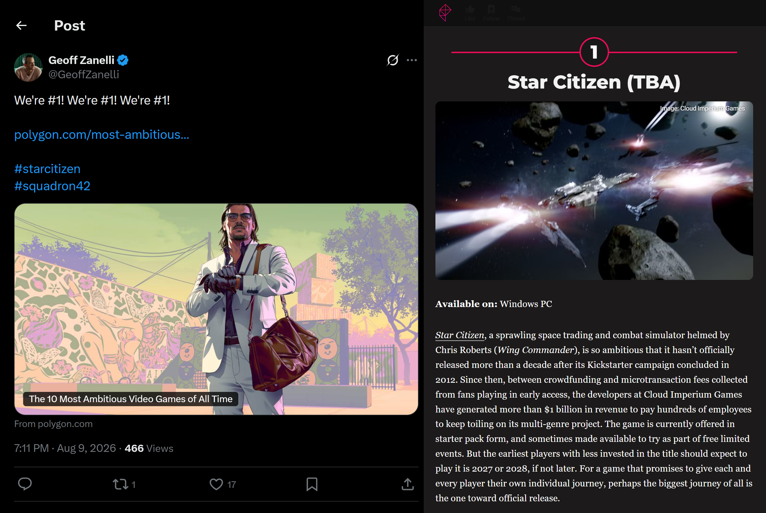 Screenshot shared by composer Geoff Zanelli