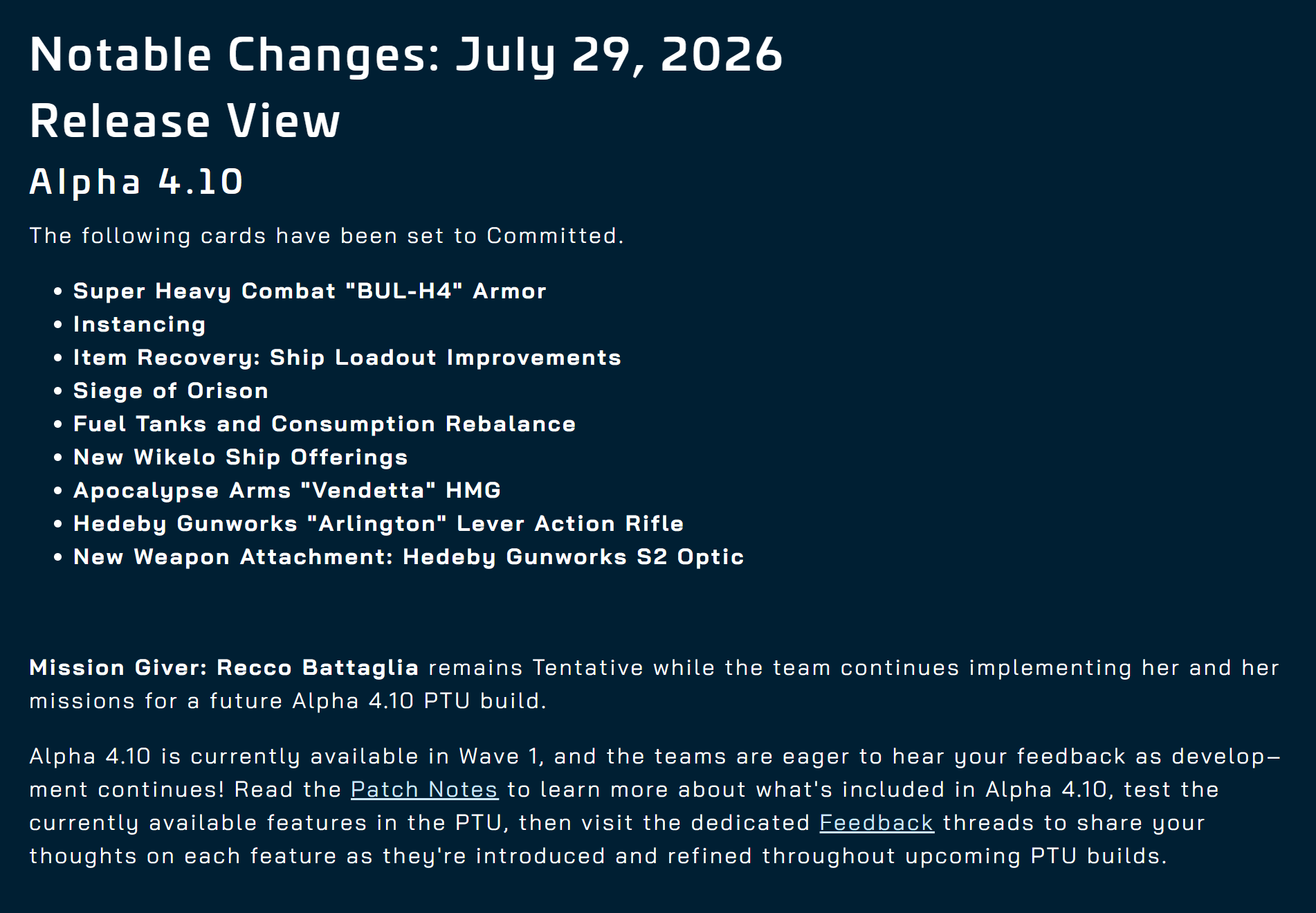 Roadmap Roundup Changes, 29th July 2026