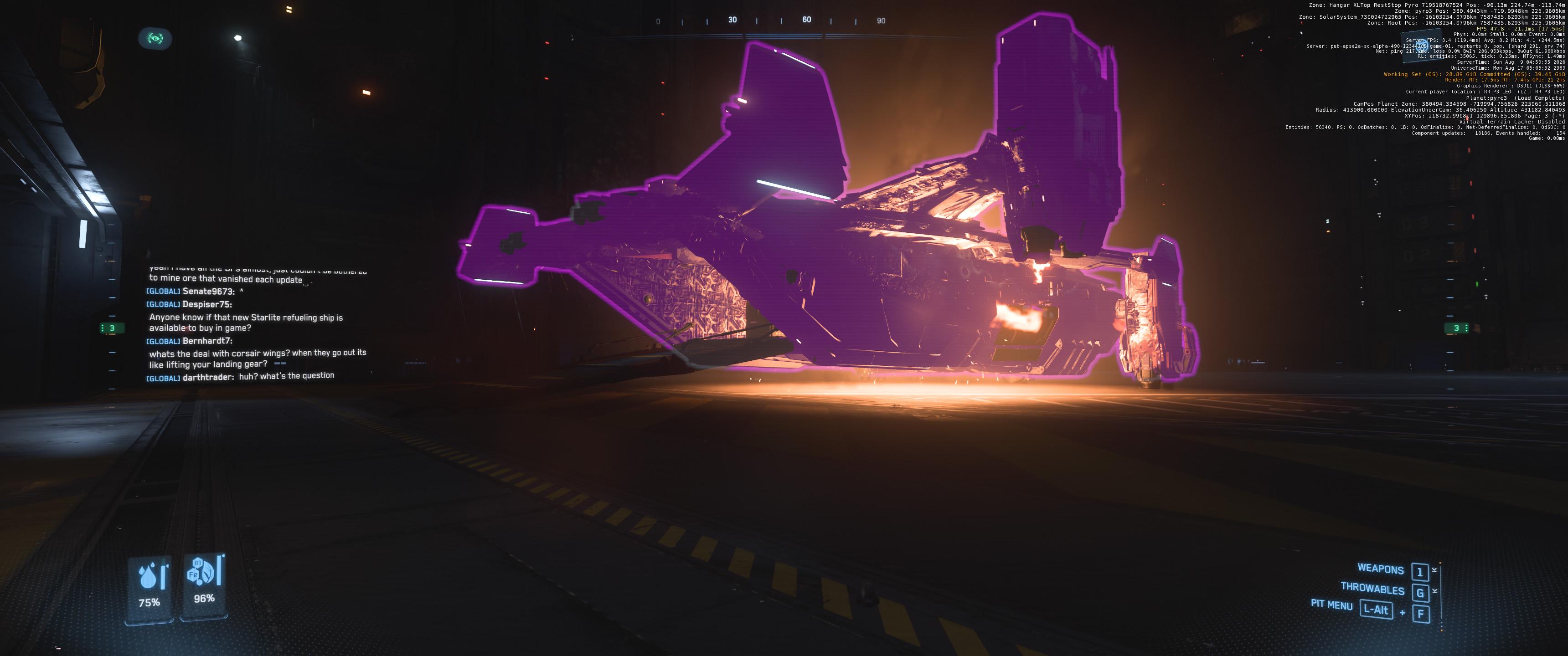 Ship destroyed with landing gear missing