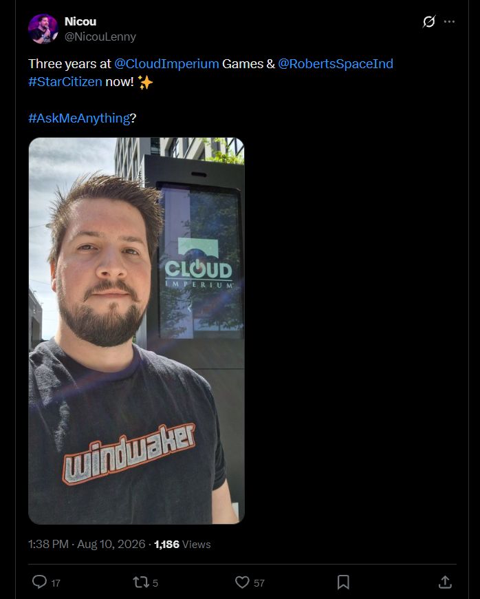 Nicou-CIG AMA for his three years at Cloud Imperium Games
